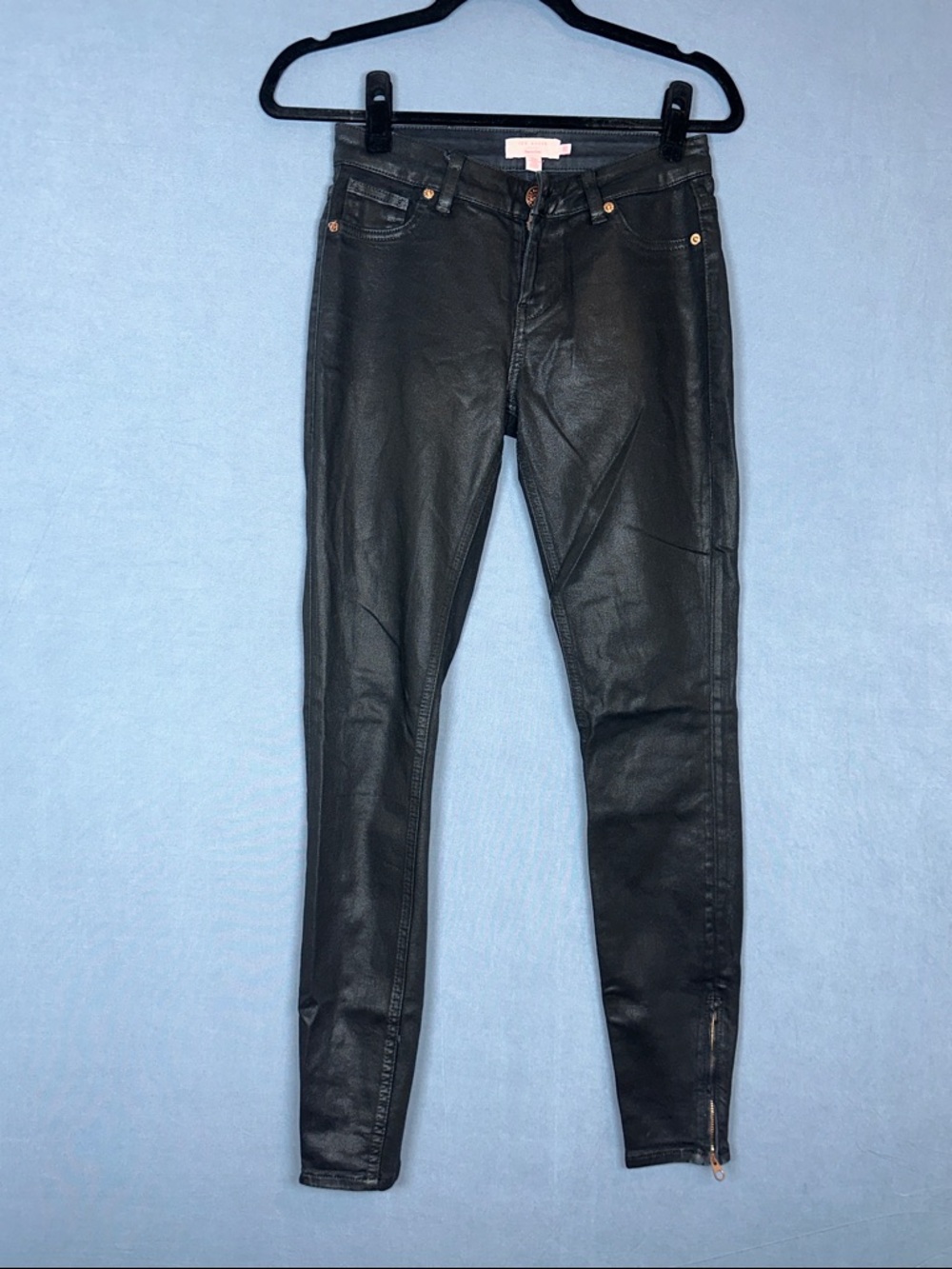 Ted Baker Coated Skinny Jeans Black Womens 25 Wax Leather Look